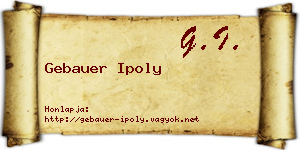 Gebauer Ipoly névjegykártya